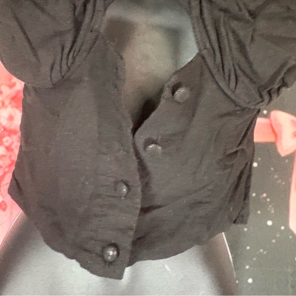 Princess Polly Black Puff-Sleeve Tie-Front Crop Top Sz 6 - Picture 10 of 12